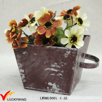 Wholesale Distressed Colored Box Decorative Small Metal Planters